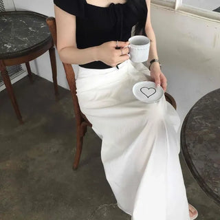 Drape Wrap A-Line Daily Long Skirt