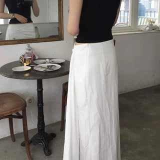 Drape Wrap A-Line Daily Long Skirt