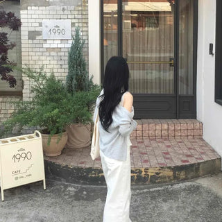 Loose-fit Plain Button Long-sleeve Daily Cardigan