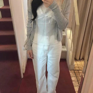 Loose-fit Plain Button Long-sleeve Daily Cardigan