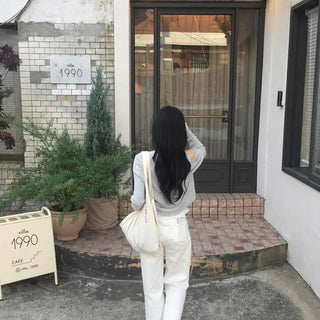 Loose-fit Plain Button Long-sleeve Daily Cardigan