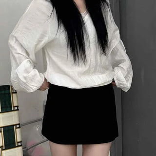 Zipper Straight H-Line Daily Mini Skirt
