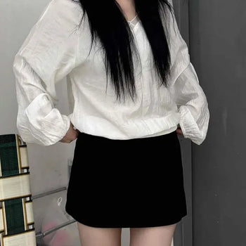 Zipper Straight H-Line Daily Mini Skirt
