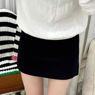 Zipper Straight H-Line Daily Mini Skirt