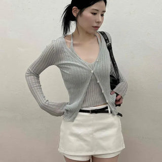 Slim Fit Button Long Sleeve Daily Casual Cardigan