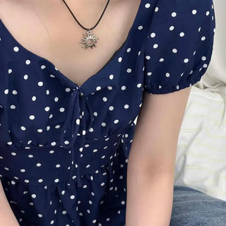 Avant-garde Fit Dot Shirred Frill Daily Short Sleeve T-shirt