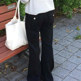 Loose-fit Striped String Wide Daily Long Pants