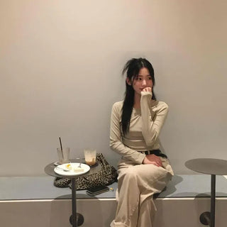 Loose-fit Washed Button-up Wide Daily Long Pants