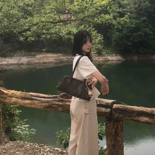 Loose-fit Washed Button-up Wide Daily Long Pants