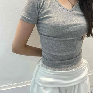 Slim Fit Plain Daily Casual Short Sleeve T-shirt