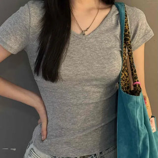 Slim Fit Plain Daily Casual Short Sleeve T-shirt
