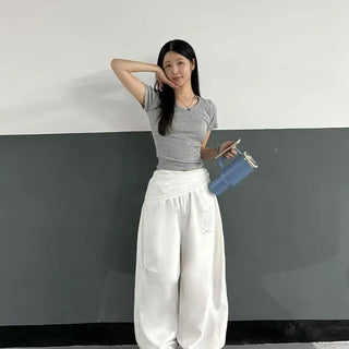 Loose-fit String Wide Daily Long Pants