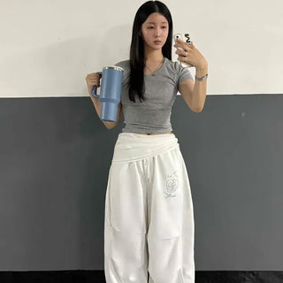 Loose-fit String Wide Daily Long Pants