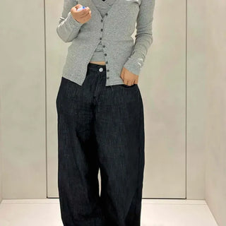 Slim Fit Plain Button Ribbon Wrap Long Sleeve Cardigan