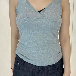 Slim Fit Plain Cross Strap Daily Sleeveless