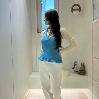 Regular Fit Plain Frill Daily Sleeveless