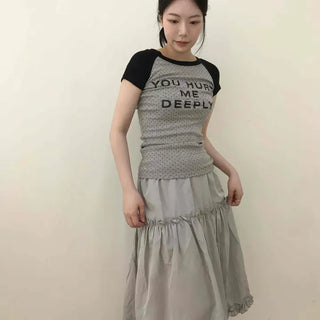Frill Shirred A-Line Daily Midi Skirt