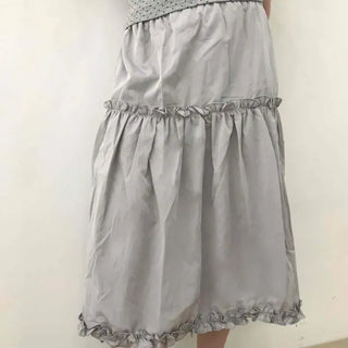 Frill Shirred A-Line Daily Midi Skirt