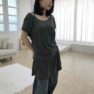 Regen Loose Fit Washed Button Wide Long Pants