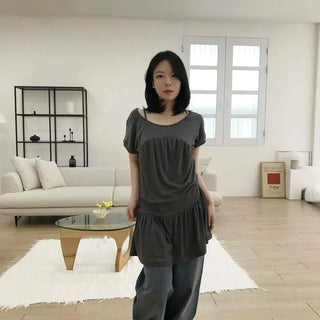 Regen Loose Fit Washed Button Wide Long Pants