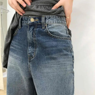 Regen Loose Fit Washed Button Wide Long Pants