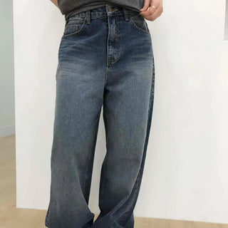 Regen Loose Fit Washed Button Wide Long Pants