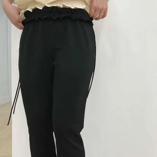Loose-fit Frill String Wide Daily Long Pants