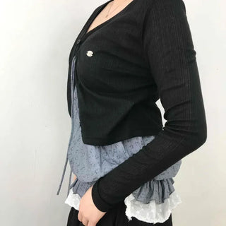 Ser Slim Fit Plain Button Long Sleeve Daily Cardigan