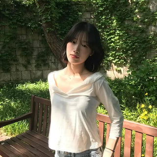 Shirred Plain Casual Daily Short Sleeve T-shirt