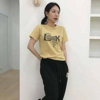 Loose Fit Graphic Lettering Daily Short Sleeve T-shirt