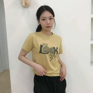 Loose Fit Graphic Lettering Daily Short Sleeve T-shirt