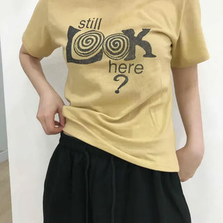 Loose Fit Graphic Lettering Daily Short Sleeve T-shirt