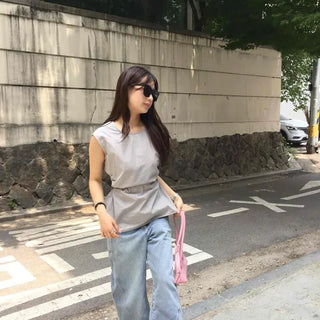 Loose Fit Plain Short Sleeve Casual Daily Blouse