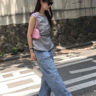 Loose Fit Plain Short Sleeve Casual Daily Blouse
