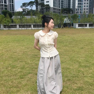 Loose-fit Cutout Casual Long Skirt