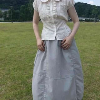 Loose-fit Cutout Casual Long Skirt