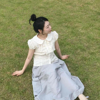Loose-fit Cutout Casual Long Skirt