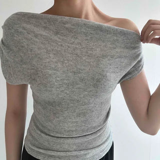 Slim Fit Shirred Plain Fitted Short Sleeve T-shirt