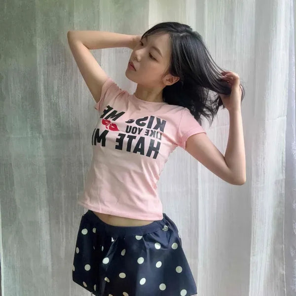 Dot String Flare A-Line Mini Skirt