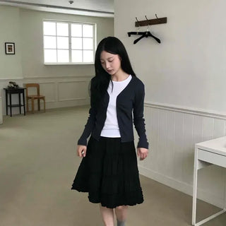 Frill Tiered Flare A-Line Daily Midi Skirt