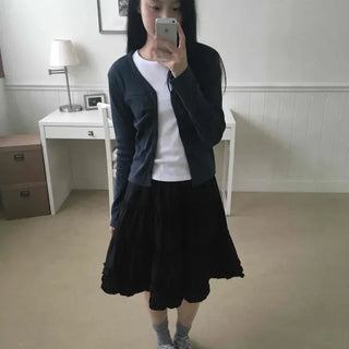 Frill Tiered Flare A-Line Daily Midi Skirt