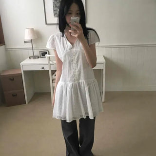 Loose Fit Button Zipper Bootcut Daily Long Pants