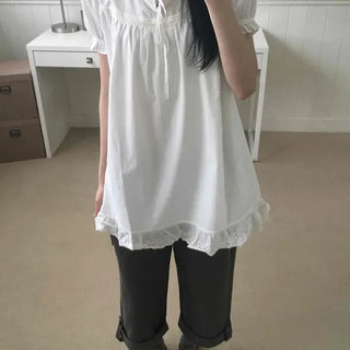 Loose-fit Pintuck Button Wide Daily Long Pants