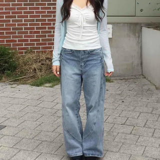 Clean Loose Fit Washed Wide Casual Long Pants