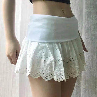 Punched Shirred Flare Daily Mini Skirt