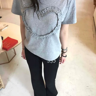 Noir Heart Frill Short Sleeve T-shirt