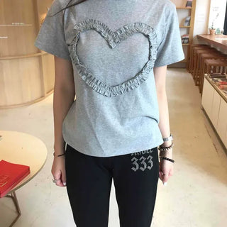 Noir Heart Frill Short Sleeve T-shirt