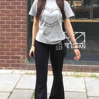 Noir Heart Frill Short Sleeve T-shirt