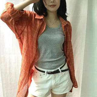 Oversized Check Button-Down Long Sleeve Shirt