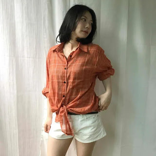Oversized Check Button-Down Long Sleeve Shirt